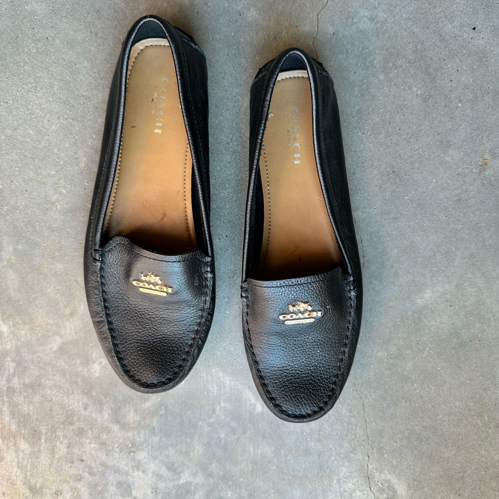 Coach Opal Black Leather Slip-On Loafers Women’s pre owned